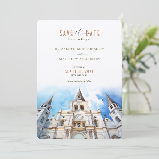 New Orleans St. Louis Cathedral Save the Date Einladung (Stehend Vorderseite)