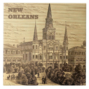 New Orleans St. Louis Kathedrale Vintage Antik Fliese