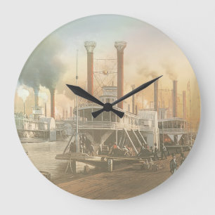 New Orleans Steamboat Große Wanduhr
