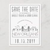 New Orleans | Stilisierte Skyline Save the Date Postkarte (Vorderseite)
