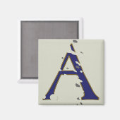 New Orleans Street Blue Letter Tile "A" Magnet (Vorderseite/Rückseite)