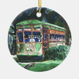 New Orleans Street Car Keramik Ornament