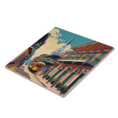 New Orleans Street & St Louis Cathedral Colorful Fliese (Seite)