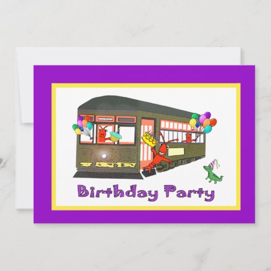 New Orleans Streetcar Geburtstag (lila) Einladung (Vorderseite)
