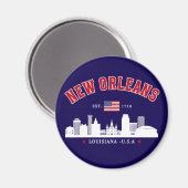 New Orleans Travel Skyline Fridge Magnet (Vorderseite/Rückseite)
