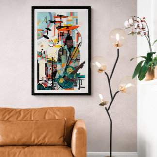 New Orleans Vintag Jazz Club Gitarrenspieler Poster