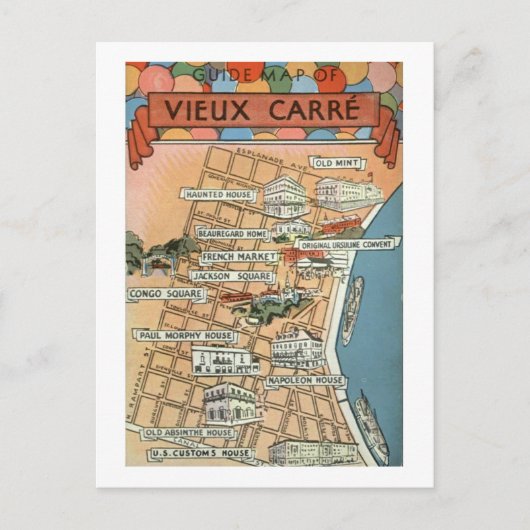 New Orleans Vintage Karte (Vorderseite)