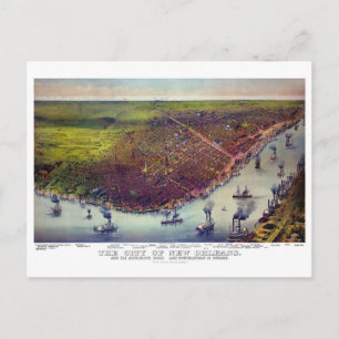 New Orleans Vintage Luftaufnahmen Restauriert 1885 Postkarte