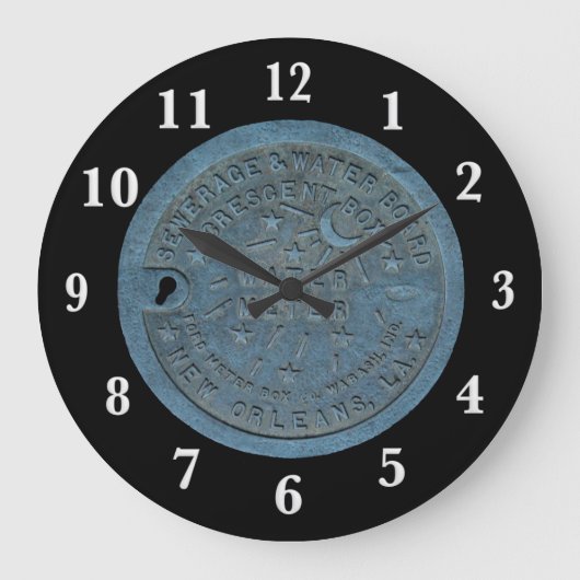 New Orleans Water Meter White Numbers Große Wanduhr (Vorderseite)