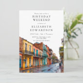 New Orleans Watercolor Birthday Weekend Einladung (Stehend Vorderseite)