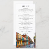 New Orleans Watercolor Destination Wedding Menükarte (Vorne/Hinten)