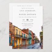 New Orleans Watercolor QR Code Wedding Einladung (Vorne/Hinten)