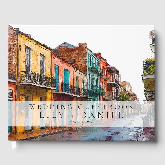 New Orleans Watercolor Wedding Gästebuch (Vorderseite)