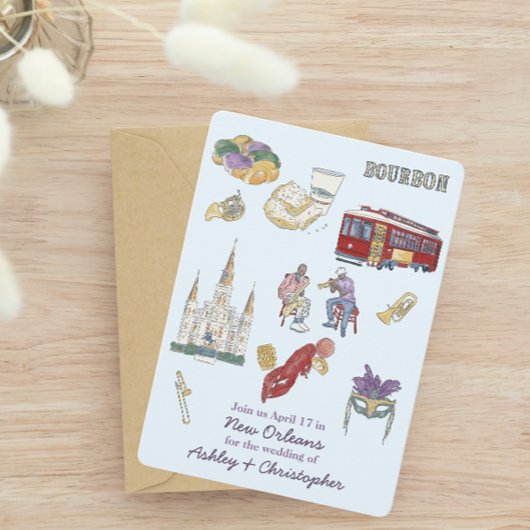 New Orleans Watercolor Wedding Save The Date