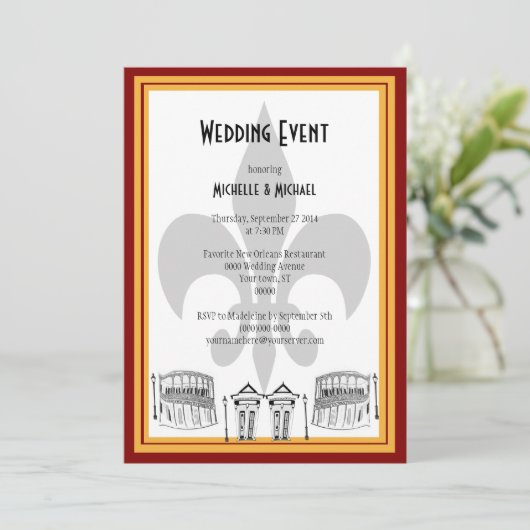 New Orleans Wedding Event Invite (Maroon) Einladung (Stehend Vorderseite)