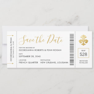 New Orleans Wedding Lilie Boarding Pass Save The Date