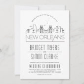 New Orleans Wedding | Stilisierte Skyline-Einladun Einladung (Vorderseite)