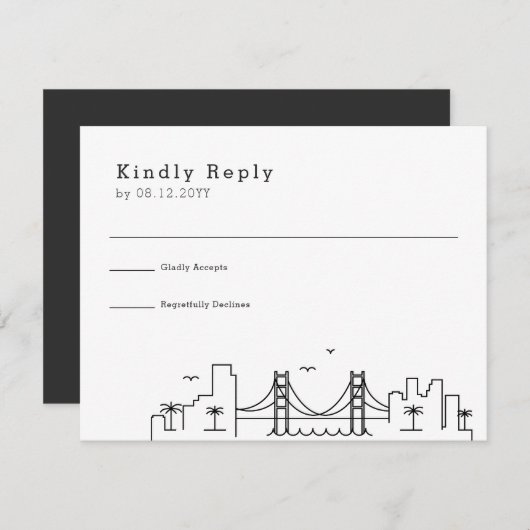 New Orleans Wedding | Stilisierte Skyline-UAWG RSVP Karte (Vorne/Hinten)