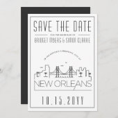 New Orleans Wedding Stylized Skyline Save the Date Einladung (Vorne/Hinten)