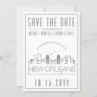 New Orleans Wedding Stylized Skyline Save the Date