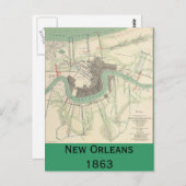 New Orleans Ziviler Krieg Karte 1863 (Vorne/Hinten)