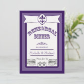 New- Orleanshochzeits-Proben-Abendessen lila Einladung (Stehend Vorderseite)