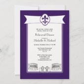 New- Orleanshochzeits-Proben-Abendessen lila Einladung (Rückseite)