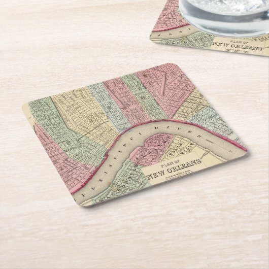 New- Orleanskarte durch Mitchell Rechteckiger Pappuntersetzer (angewinkelt)
