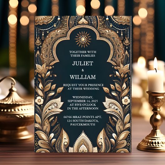 New Palace Hindi Henna Mehndi Indian Style Wedding Einladung