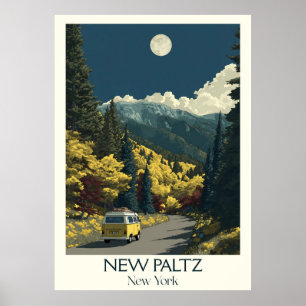 New Paltz New York Vintage Bergstraße Art Poster