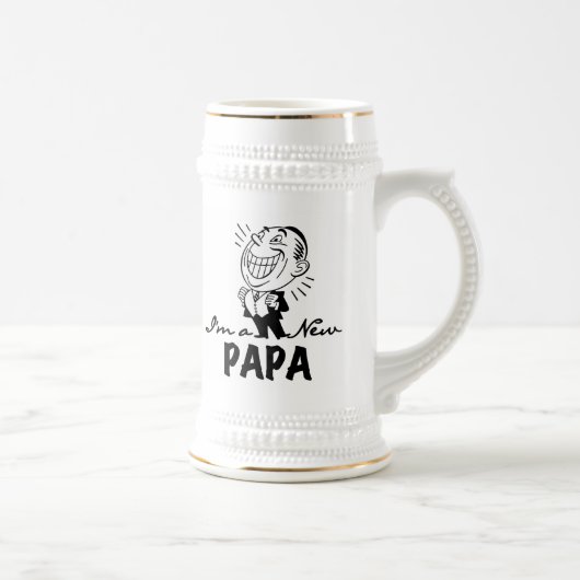 New Papa T - Shirt und Geschenke lächeln Bierglas (Rechts)