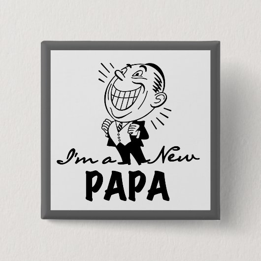 New Papa T - Shirt und Geschenke lächeln Button (Vorderseite)