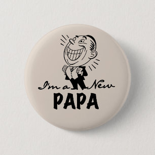 New Papa T - Shirt und Geschenke lächeln Button