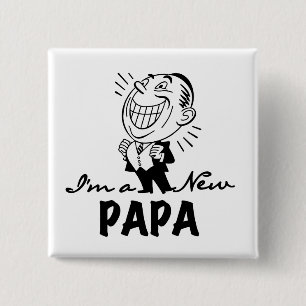 New Papa T - Shirt und Geschenke lächeln Button