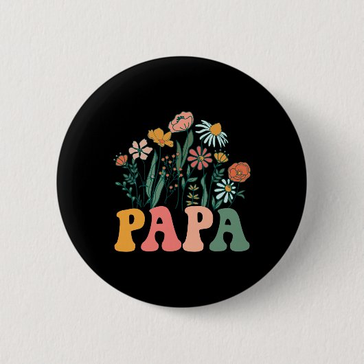 New Papa Wildflower First Birthday & Baby Show Button (Vorderseite)