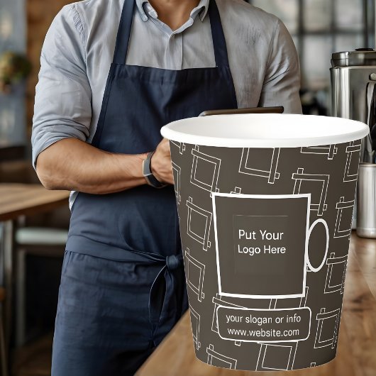 New Paper Cups Business Logo Branded Rustic Kraft Pappbecher