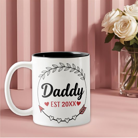 New Parents Daddy Personalized established year Zweifarbige Tasse