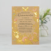 New Pastel Schriftart Dusty Glam Rose Gold Quincea Folieneinladung (Stehend vorne)