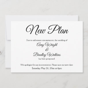 "New Plan" Elegante Hinausgezögerte Hochzeitsankün Einladung