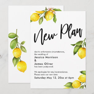 New Plan Watercolor Lemones Hochzeitskarte verscho Einladung