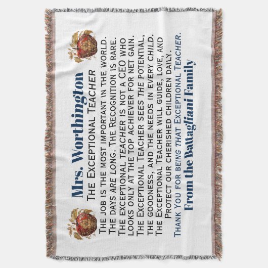 NEW Popular EXCEPTIONAL Teacher Dankeschön an Sie  Decke (Vorderseite Vertikal)