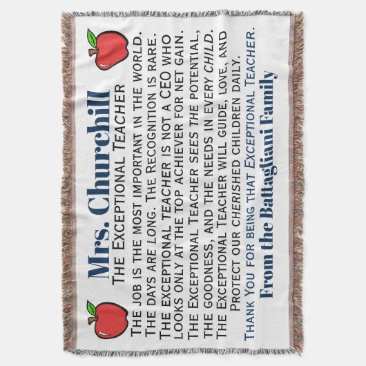 NEW Popular EXCEPTIONAL Teacher Dankeschön an Sie  Decke (Vorderseite Vertikal)