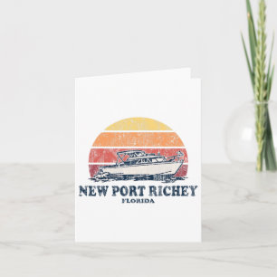 New Port Richey Fl Vintag Bootfahren 70er Retro Bo Karte