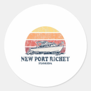 New Port Richey Fl Vintage Bootfahren 70er Retro B Runder Aufkleber