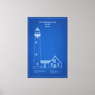 New Presque Isle Lighthouse - Michigan - AD Leinwanddruck