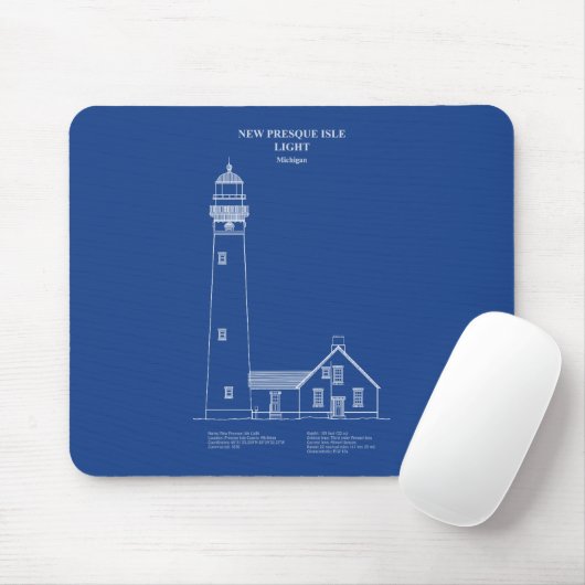 New Presque Isle Lighthouse - Michigan - AD Mousepad (Mit Mouse)