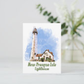 New Presque Isle Lighthouse Watercolor - Michigan Postkarte (Stehend Vorderseite)