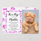 New Puppy - Pink Girl New Pet - Hund Birthday Pupp Ankündigung (Vorne/Hinten)