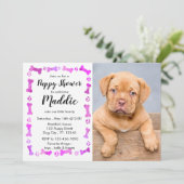 New Puppy - Pink Girl New Pet - Hund Birthday Pupp Einladung (Stehend Vorderseite)