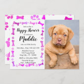 New Puppy - Pink Girl New Pet - Hund Birthday Pupp Einladung (Vorne/Hinten)